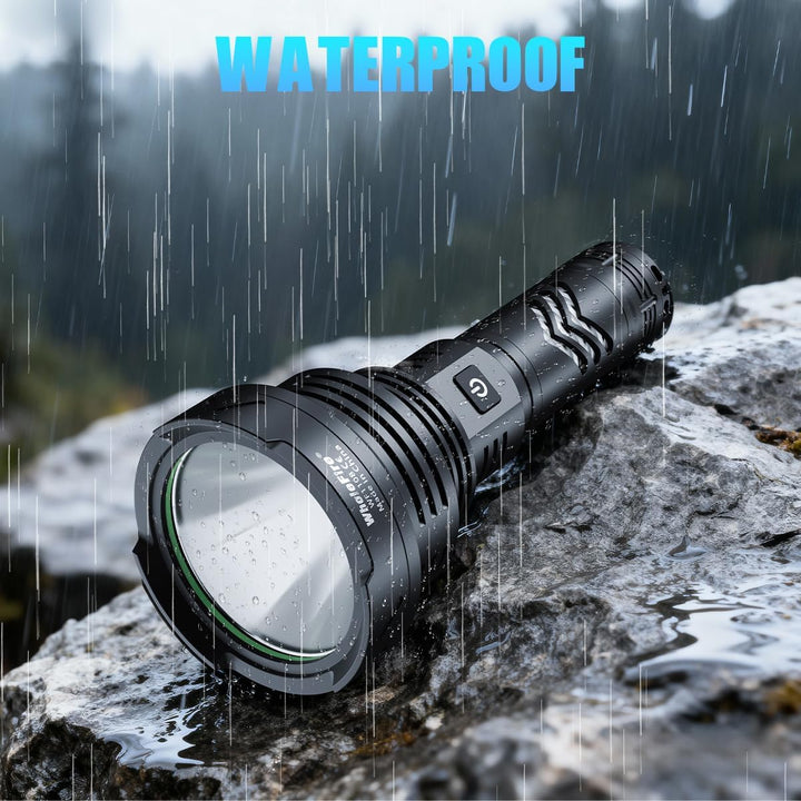 WholeFire LED Taschenlampe Extrem Hell 100000 Lumens, XHP90 USB Aufladbar Taschenlampen, 5 Modi Takt