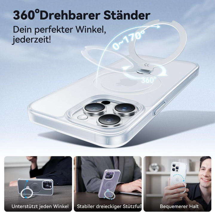 CASEKOO 360° MagicStand (Pro-Version) für iPhone 14 Pro Hülle für MagSafe [Unsichtbarer Ständer] [Mi