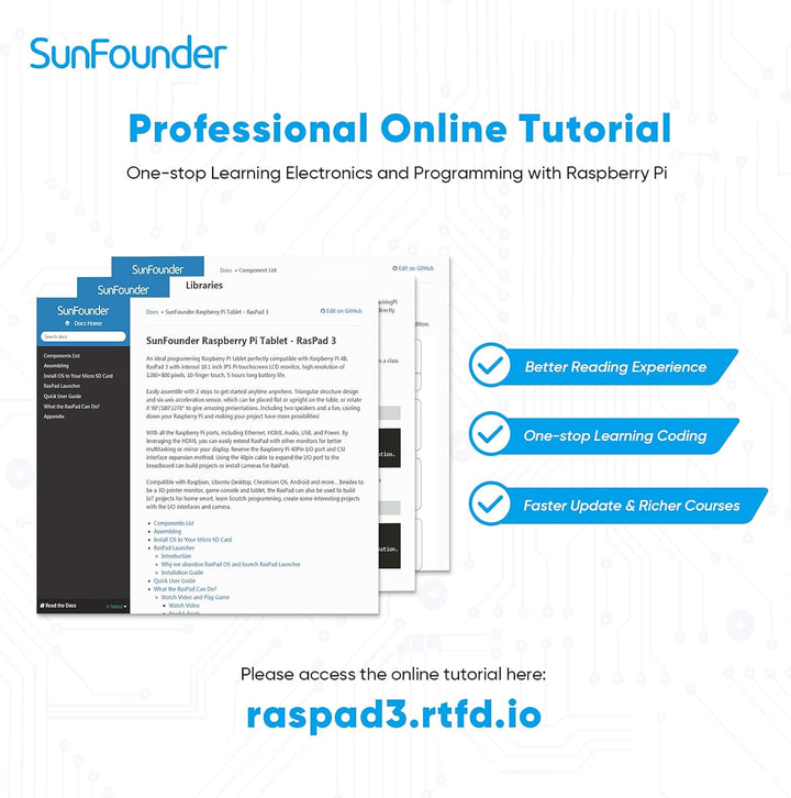 SUNFOUNDER RasPad 3.0 - EIN All-in-One für Raspberry Pi 4B Tablet mit 10,1" Touchscreen und integrie