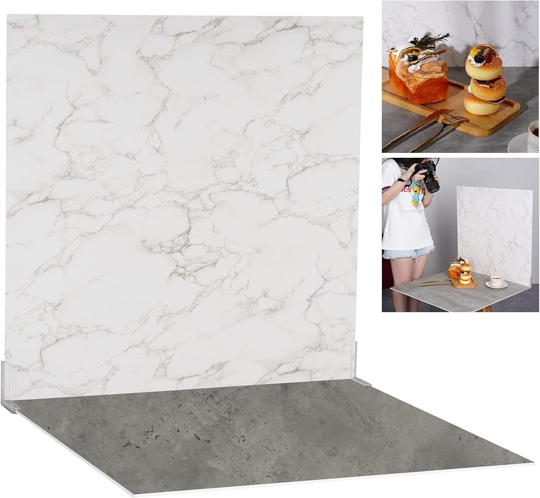 Selens Hintergrund Boards Kit für Food Fotografie, 60x60cm Hintergründe Grau Zement Weiss Marmor Tex