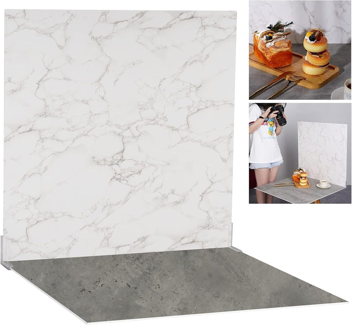 Selens Hintergrund Boards Kit für Food Fotografie, 60x60cm Hintergründe Grau Zement Weiss Marmor Tex