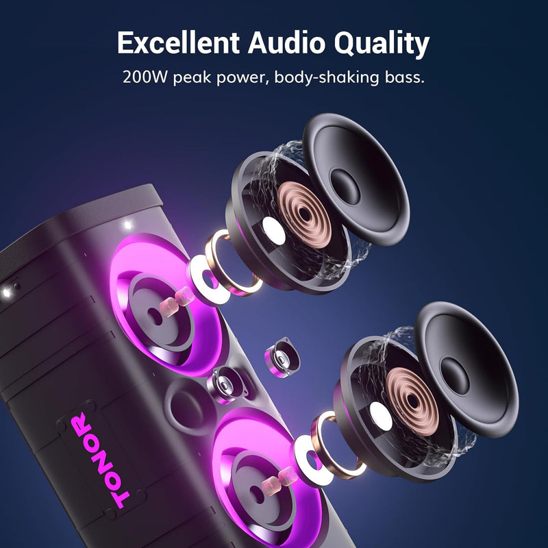 Karaoke Maschine mit 2 drahtlosen Funkmikrofonen Mic für Erwachsene Kinder, TONOR Bluetooth PA Lauts