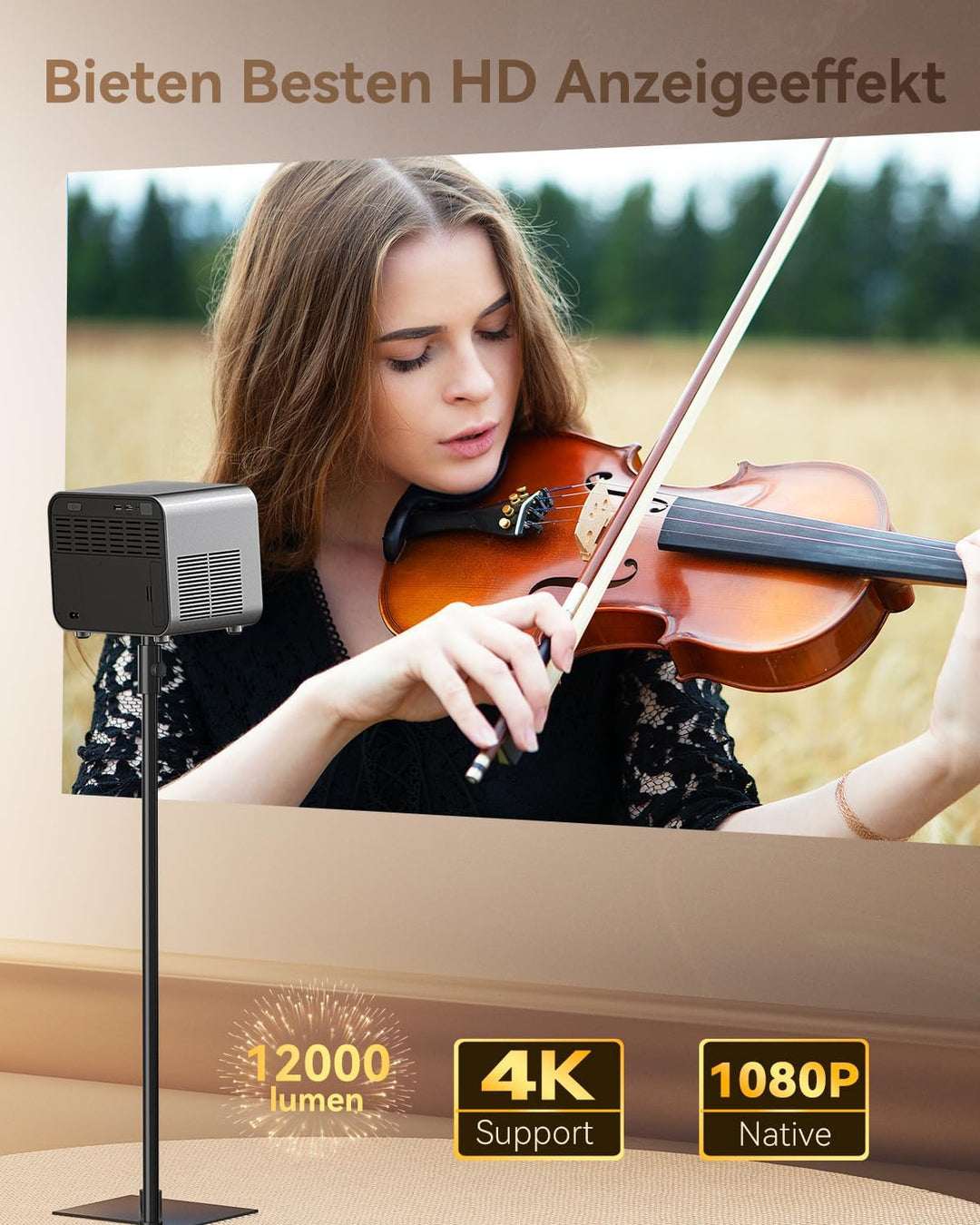 SUREWHEEL SW30 Beamer 4K AutoFokus Video Projektor 20000 Lumen 5G WiFi Blu 1080P Trapezkorrektur/Zoo