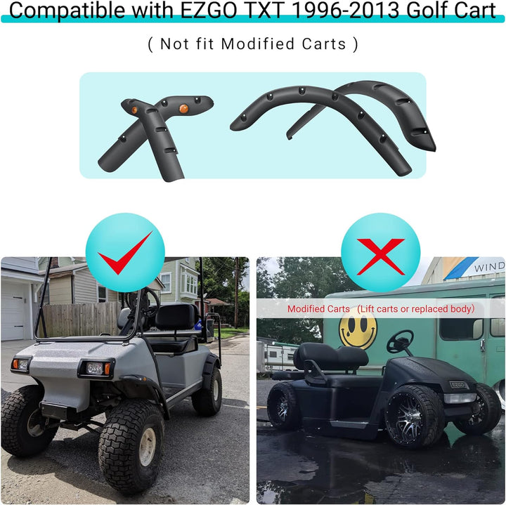 10L0L Golfwagen Standard Kotflügelverbreiterungen vorne und hinten für EZGO mit Matel Montagezubehör