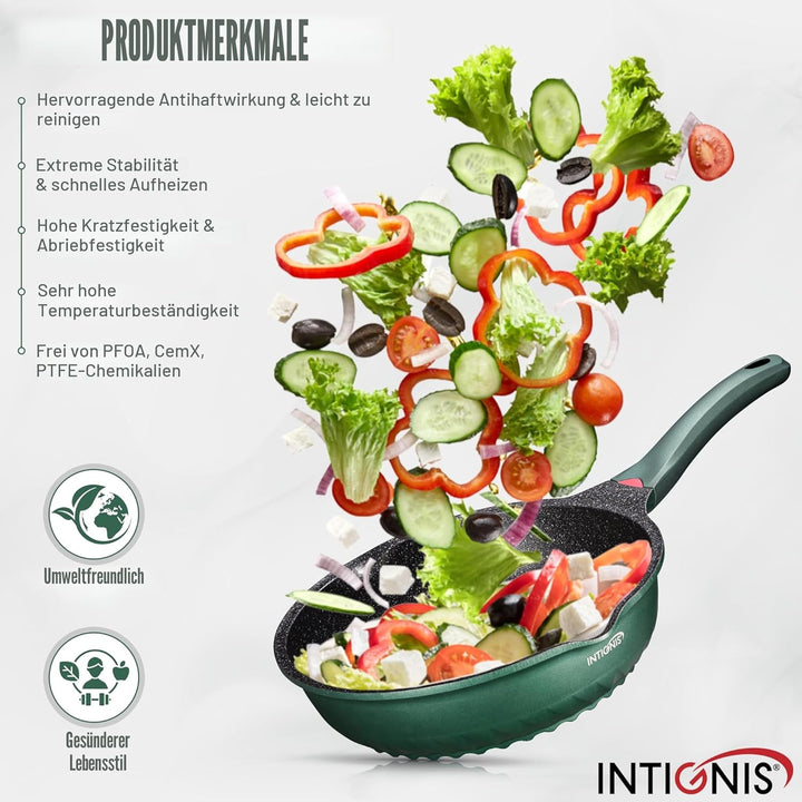 INTIGNIS Premium-Bratpfanne mit Deckel, Kratzfest, 30 cm, Extra Tief, Kompatibel mit allen Herdarten