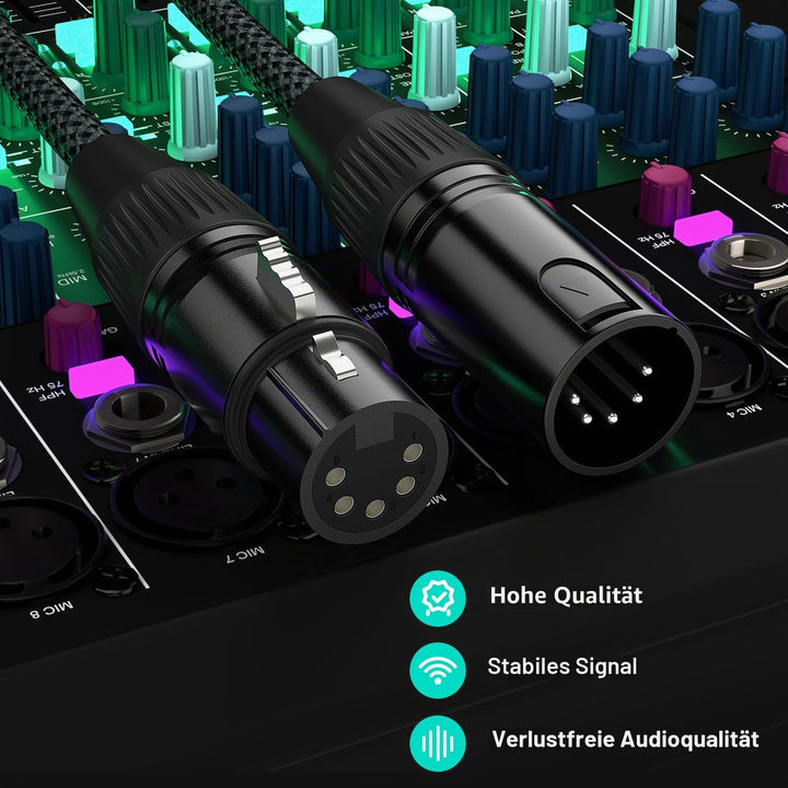 J&amp;D 5 PIN XLR DMX Kabel, DMX512 XLR 5-polig Stecker auf 5-polig Buchse DMX 512 Turnaround DMX Bühnen