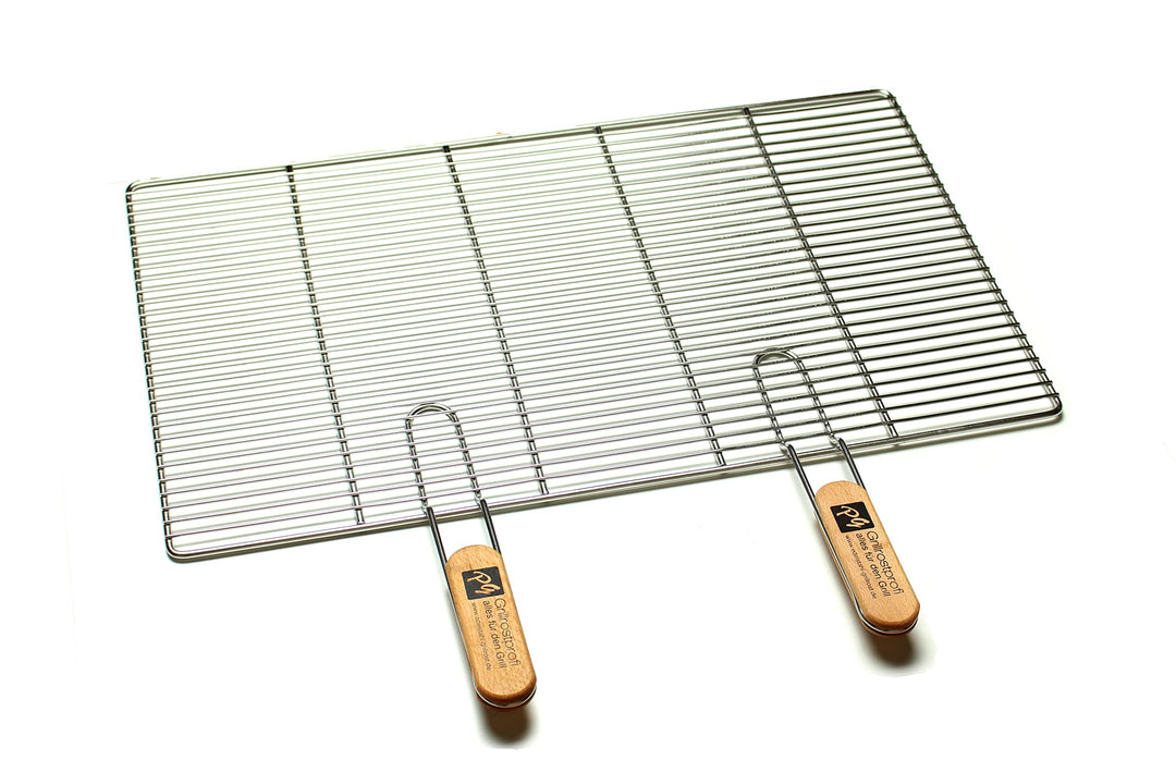 Edelstahl-Grillrost mit abnehmbaren Handgriffen 67 x 40 cm