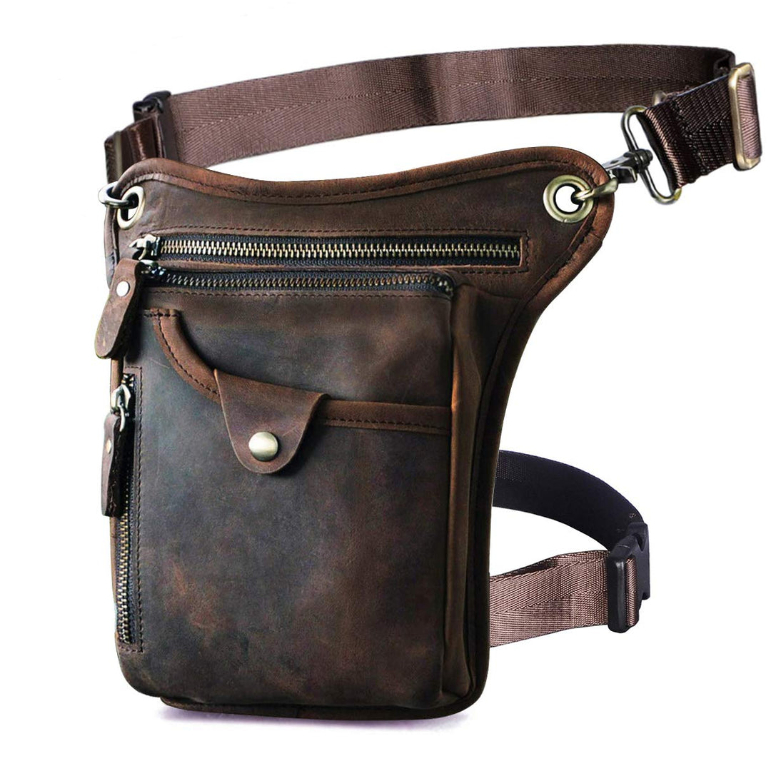 Le'aokuu Herren Echtes Leder Tasche Beinbeutel Beintasche Aussenbeintasche Beinbeuteltasche Reisen H