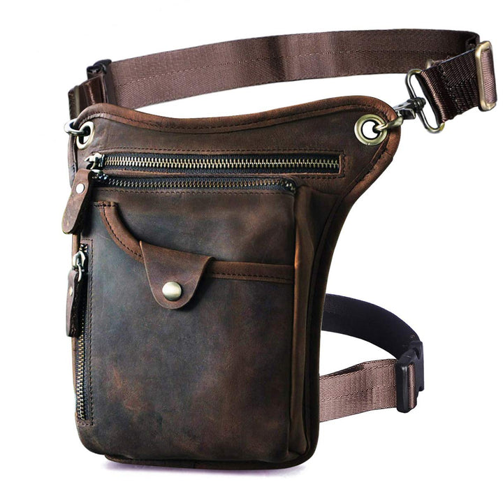Le'aokuu Herren Echtes Leder Tasche Beinbeutel Beintasche Aussenbeintasche Beinbeuteltasche Reisen H