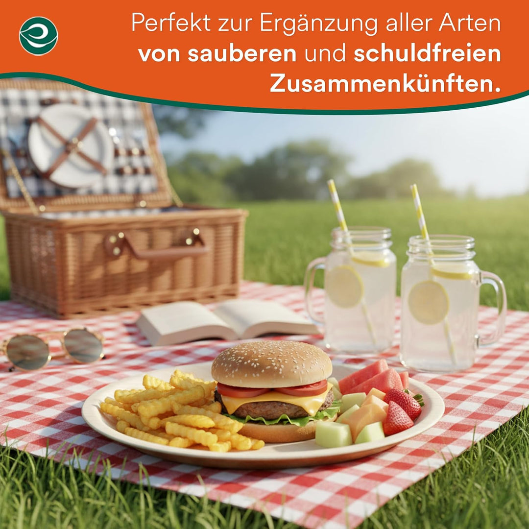 ECO SOUL 100% kompostierbare 20 cm, runde Palmblatt Teller [25 Stück] I Premium Palmblatt Geschir I