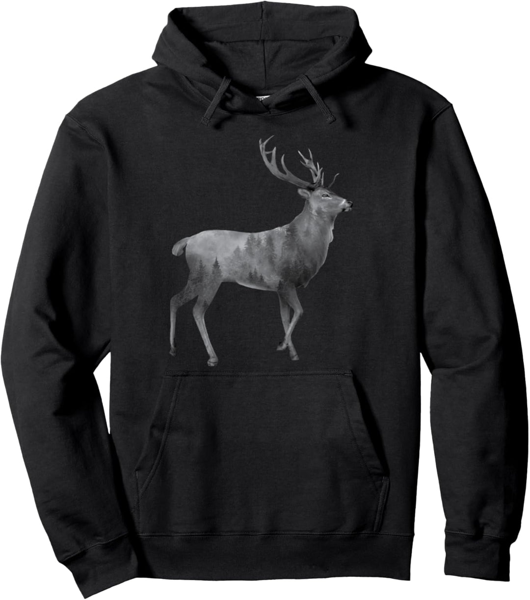 Hirsch Silhouette Hirsche Wald Natur Designs Pullover Hoodie