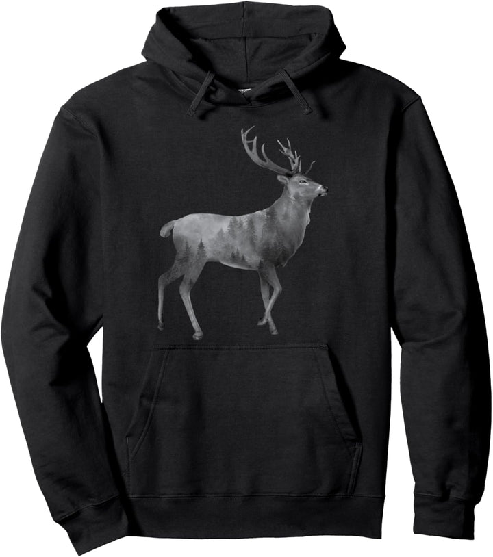 Hirsch Silhouette Hirsche Wald Natur Designs Pullover Hoodie
