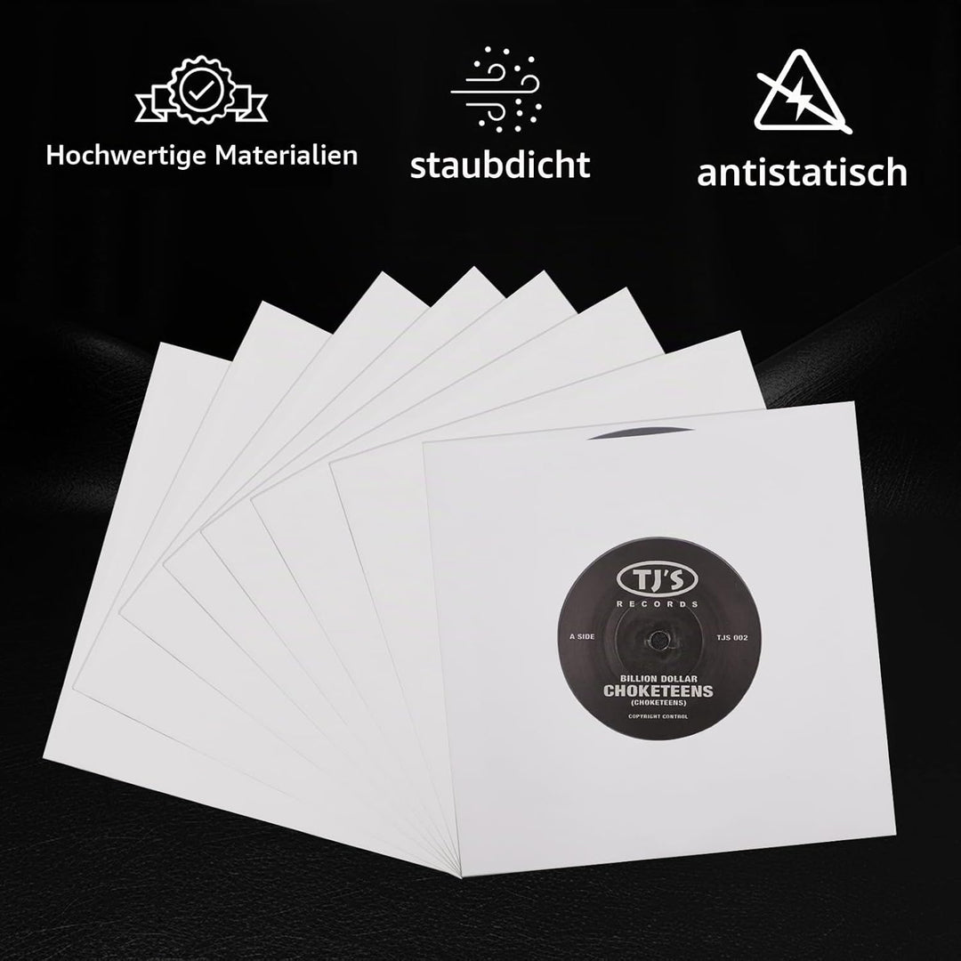 Innenhüllen für Schallplatten, schweres, säurefreies Papier, quadratisch, weiss, Kraftpapier, Innenh