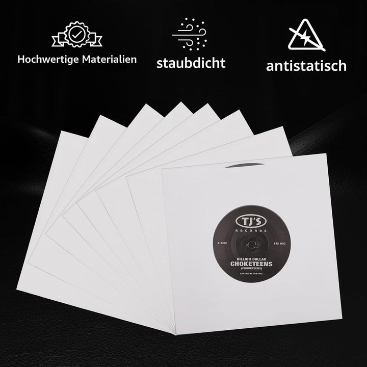 Innenhüllen für Schallplatten, schweres, säurefreies Papier, quadratisch, weiss, Kraftpapier, Innenh