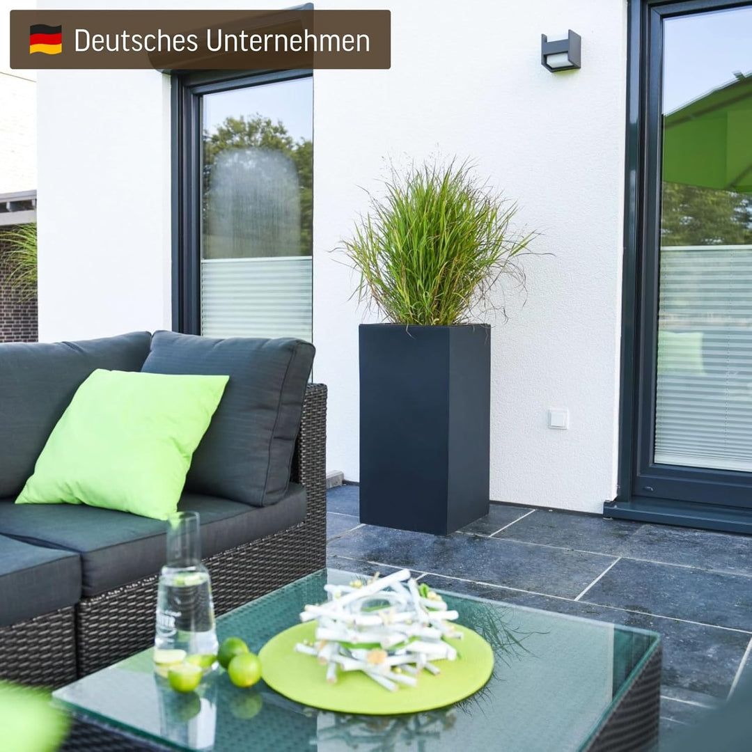 VIVANNO Pflanzkübel Blumenkübel Übertopf Säule Fiberglas Anthrazit Block 80x40x40, 80x40x40 cm Anthr