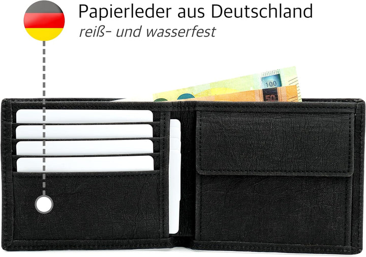 Locklair Herren Geldbörse aus veganem Papierleder, Männer Portemonnaie mit RFID-Schutz, Vegan Wallet