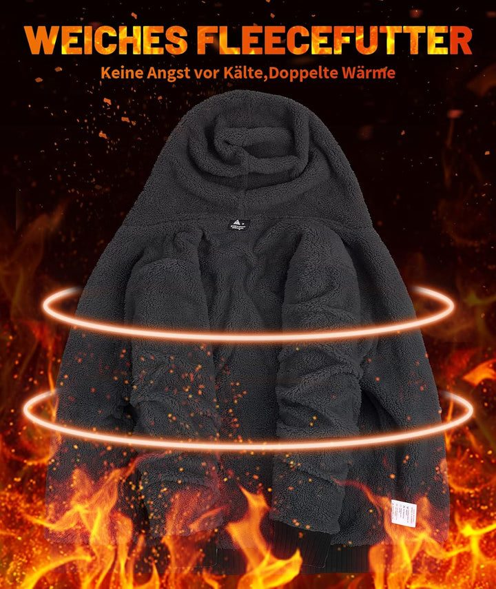 JACKETOWN Herren Kapuzenpullover Sweatshirt Reissverschluss Sweatjacke Gefüttert Hoodie Warm Fleece