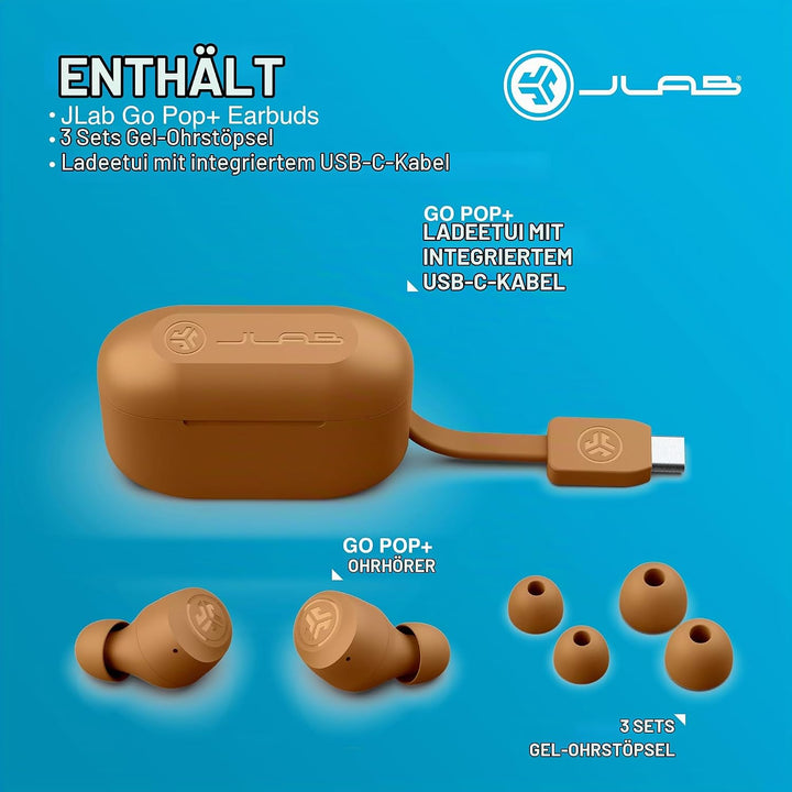 JLab Go Air Pop+ In Ear Kopfhörer kabellos Bluetooth, True Wireless Kopfhörer, 35+ Std Headphones, k
