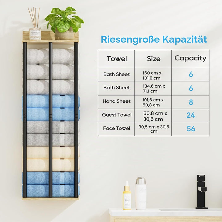 Handtuchhalter Wand – Grosse Kapazität Badezimmer Organizer – Ideal für gerollte Handtücher & Handtu