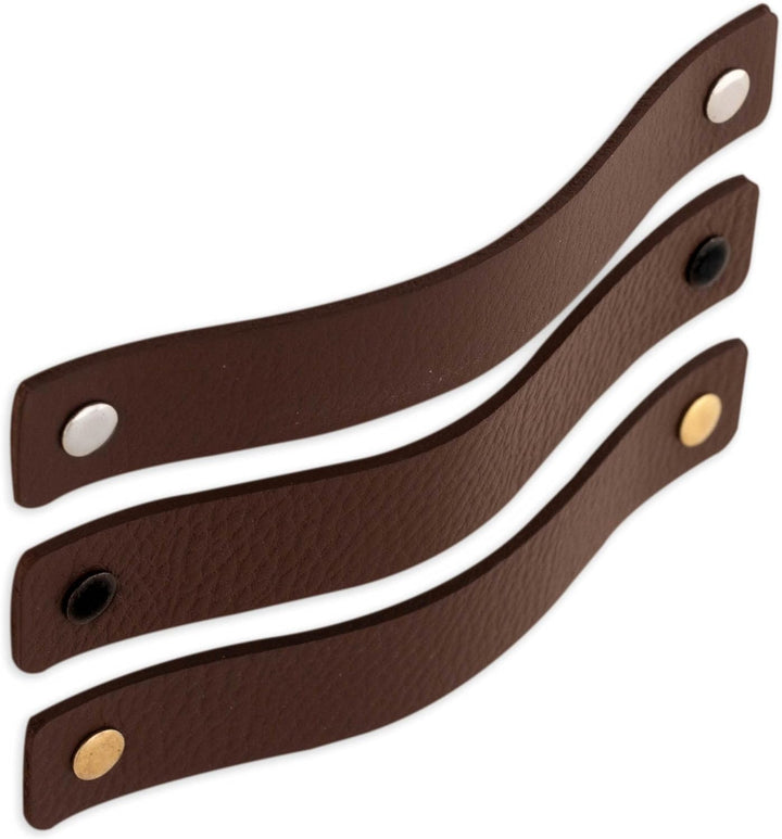 Brute Strength - Ledergriffe für Möbel - Braun - 12 Stück - 16,5 x 2,5 cm - Schrankgriff, Türgriff f