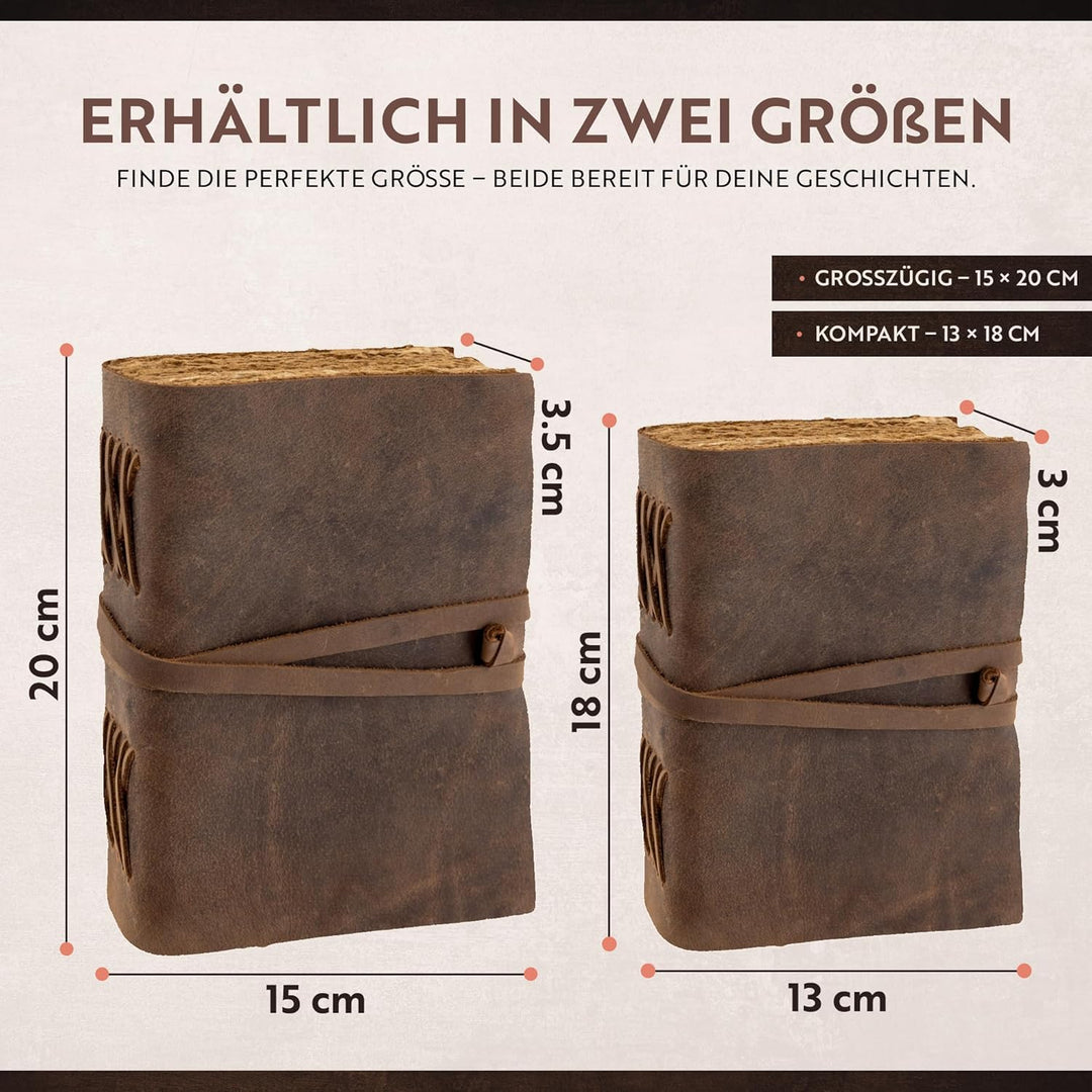 moonster Vintage Leder Notizbuch - 240 Seiten Holzfreies Baumwoll-Büttenpapier - Handgefertigtes Vin