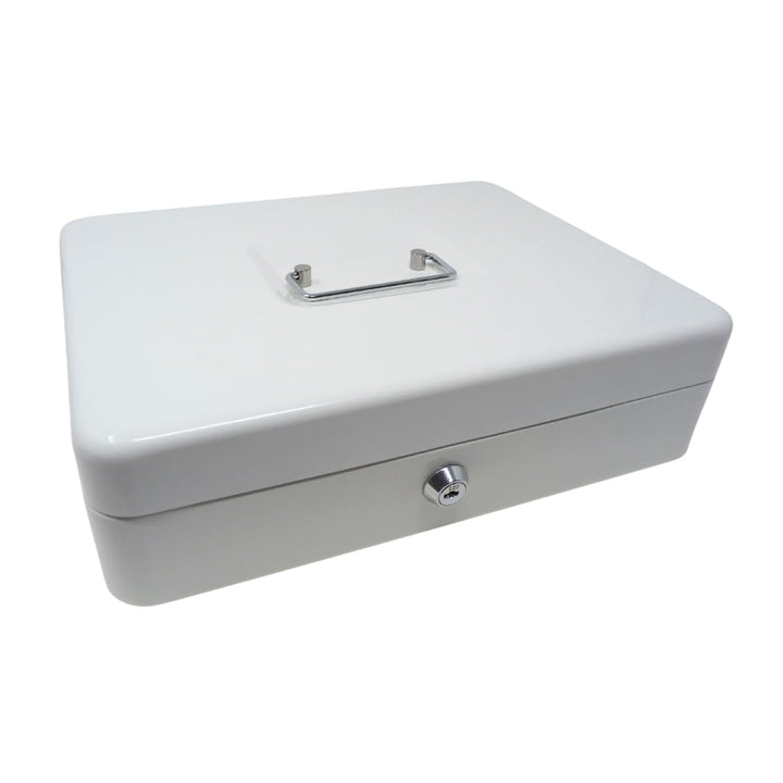 Geldkassette aus Metall - Weiss - 300 x 240 x 90 mm - Sicherer Aufbewahrungsort für Bargeld und Wert