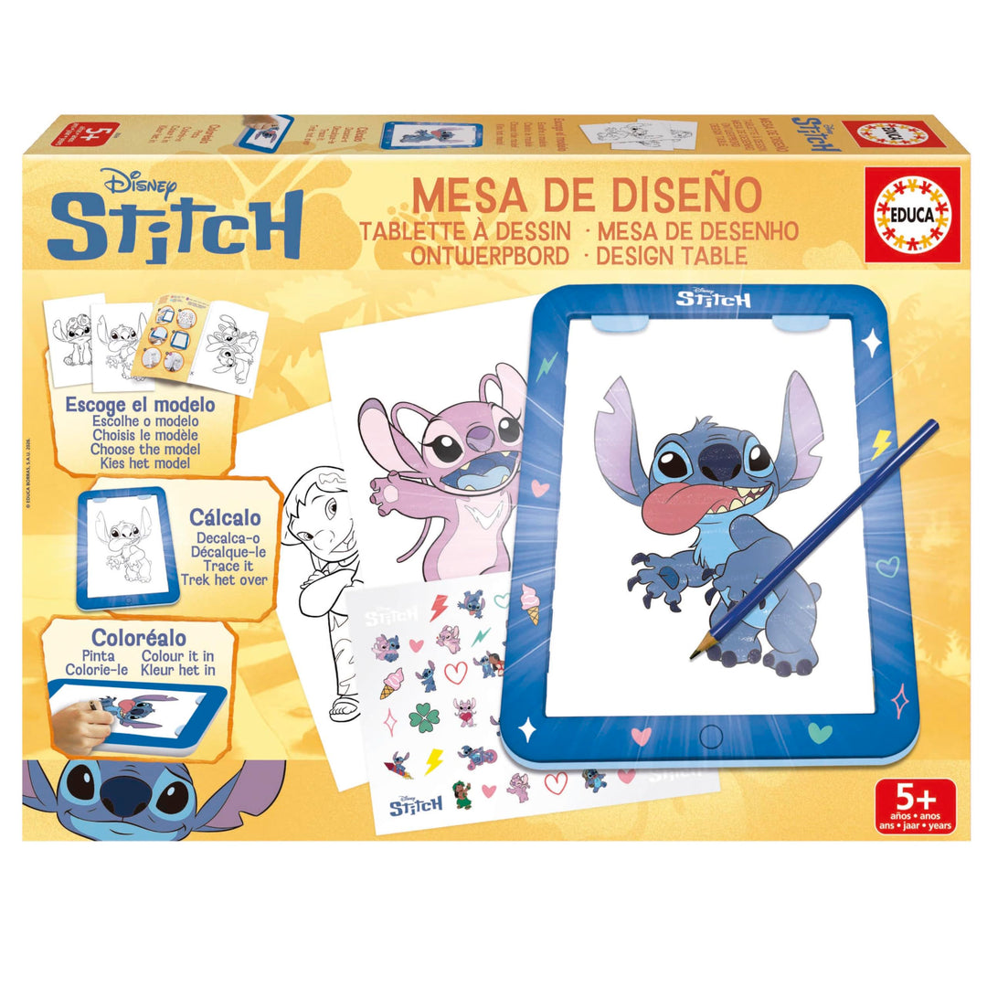 Educa - Stitch-Design-Tisch | Disney-Zeichnungen für Kinder | Malen und Dekorieren mit Lilo und Stit