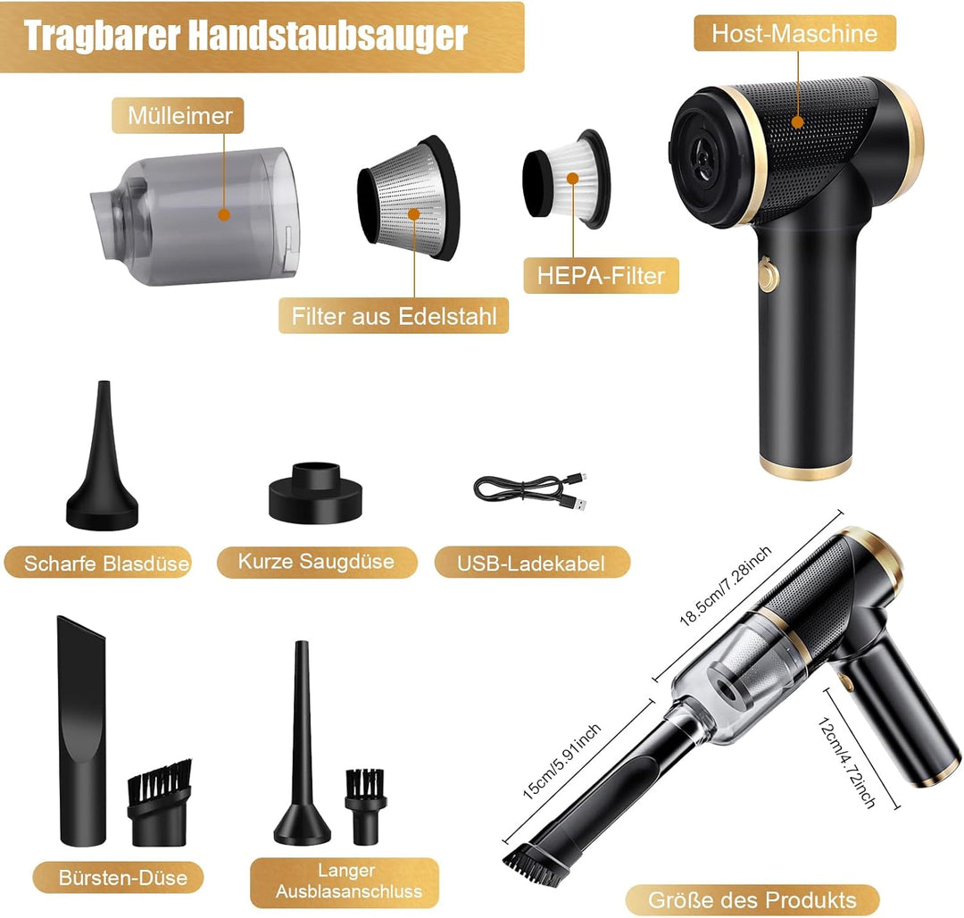 Akku Staubsauger, Handstaubsauger mini Staubsauger kabelloser, Auto-multifunktionaler mit Bürste, Fl