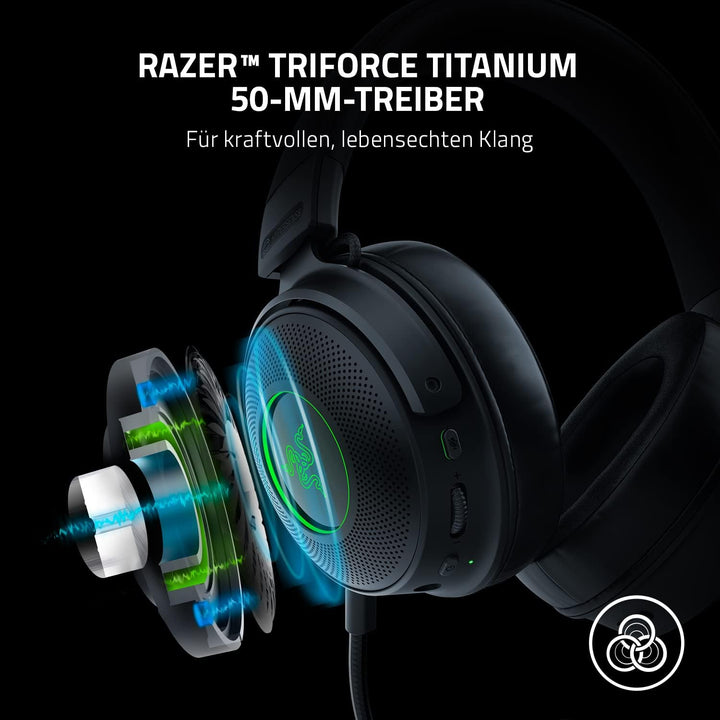 Razer Kraken V3 Pro - Kabelloses Gaming-Headset mit Taptic Technology (Kopfhörer mit sensorischem To