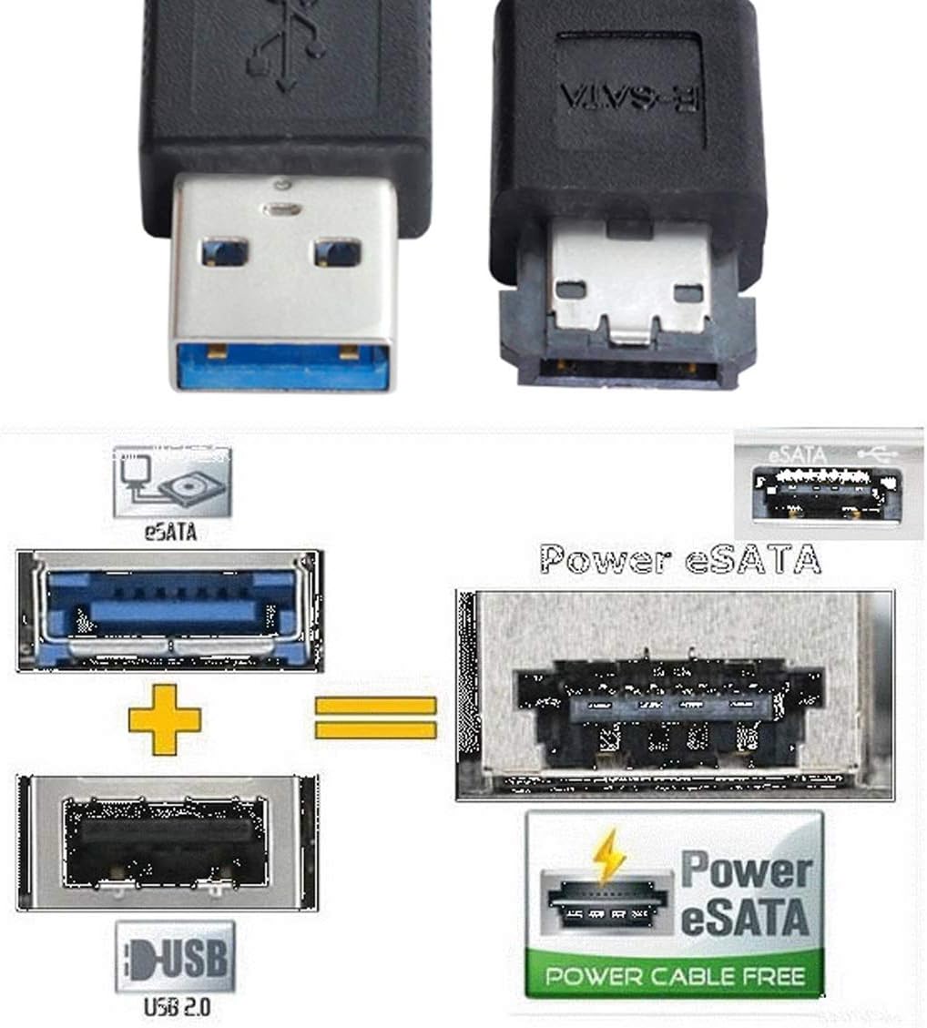 xiwai USB 3.0 zu Power Over eSATA DC5V Adapter USB 2.0 auf HDD/SSD/ODD eSATAp Konverter Typ-A USB Ho