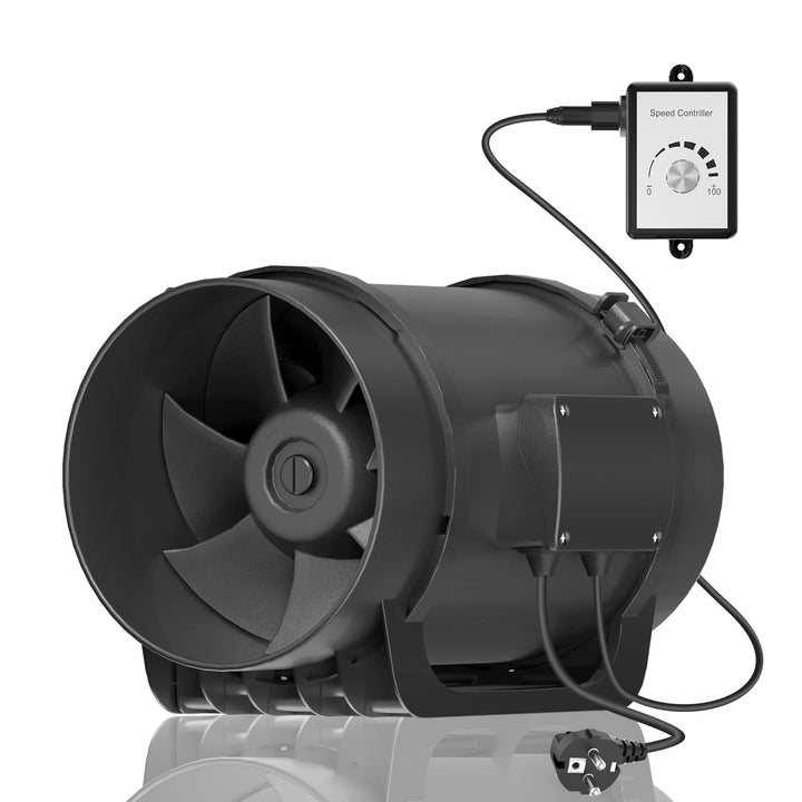 Hon&Guan Rohrventilator 200mm mit Variabler Geschwindigkeitskontrolle, Rohrlüfter mit Regler EC Moto