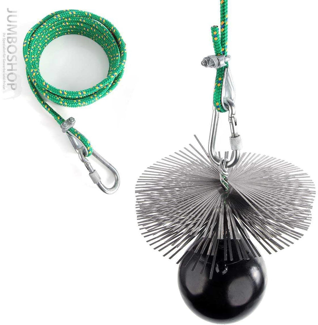 HOLZBRINK 200mm Kaminbesen Schornsteinbesen aus Federstahl + 5m Flexstange M12 - Kehrbesen Zugbesen