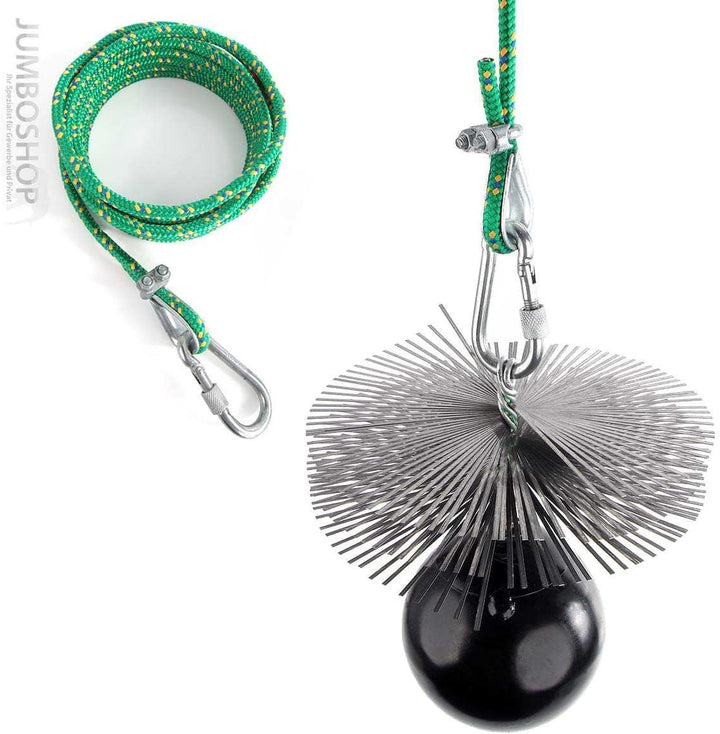 HOLZBRINK 200mm Kaminbesen Schornsteinbesen aus Federstahl + 5m Flexstange M12 - Kehrbesen Zugbesen