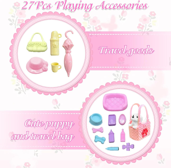 28 Stück PuppenKleidung Camping Sets Kompatibel mit Barbie, 11.5 Inch Puppe Zubehör 1 Puppenzelt 1 P