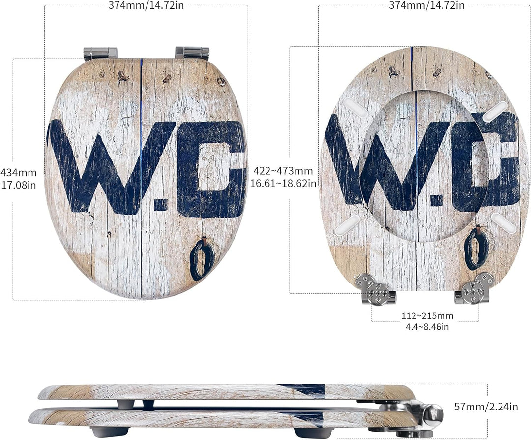 WC Sitz mit Absenkautomatik, Hochwertiger Toilettendeckel Stabil und Wackelt Nicht, MDF Holzkern Klo