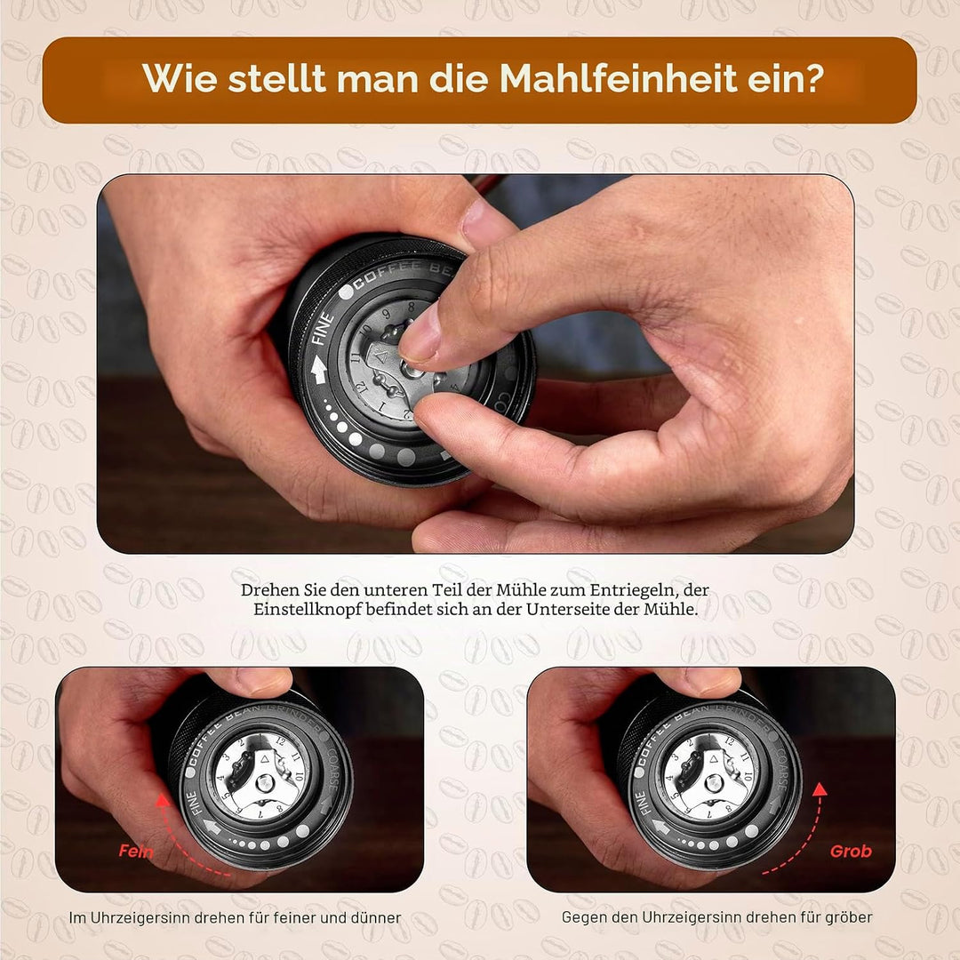 NewlukPro M6 Kaffeemühle Handbuch, Kapazität 25g, Hand Kaffeemühle Sharp Hexagonal Mahlkern, tragbar