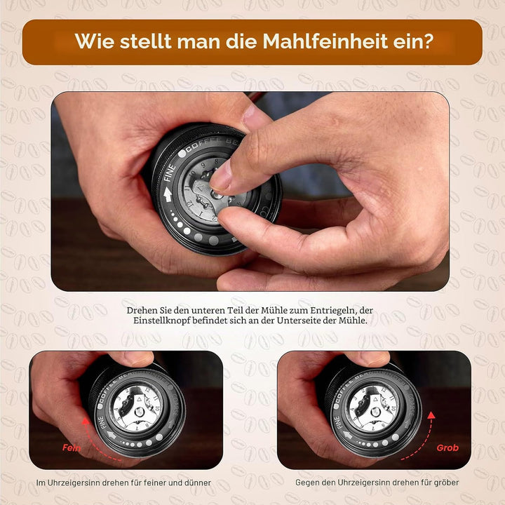 NewlukPro M6 Kaffeemühle Handbuch, Kapazität 25g, Hand Kaffeemühle Sharp Hexagonal Mahlkern, tragbar
