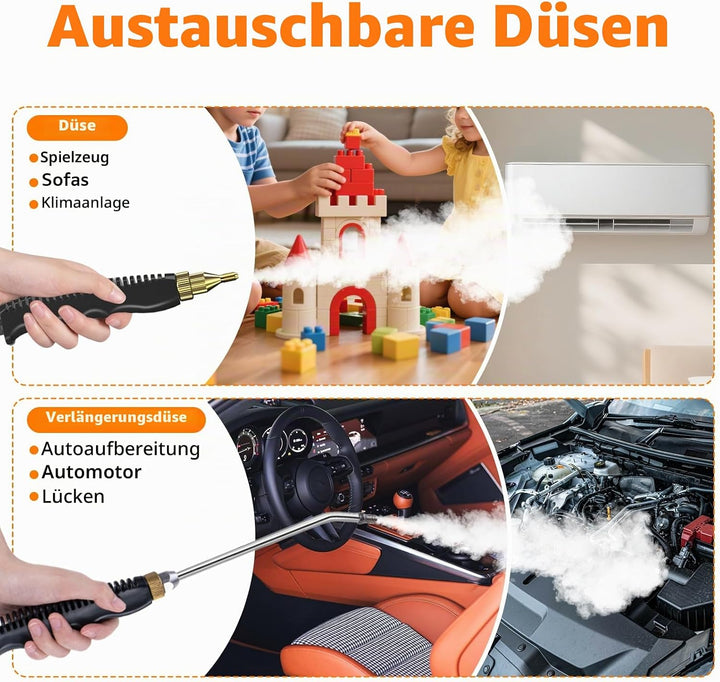 Dampfreiniger Handgerät,6-stufig einstellbarer Dampfreiniger,2500W Hochdruck Handdampfreiniger mit 1