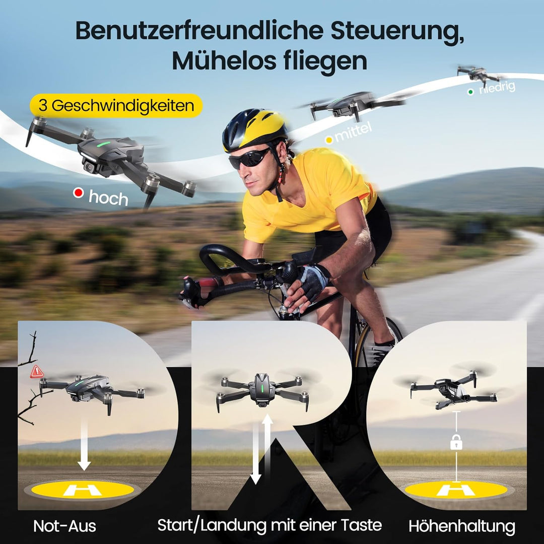 DEERC Drohne mit Kamera 1080P für Kinder, RC Quadrocopter D75 faltbar mit Wifi Übertragung, Lange Fl