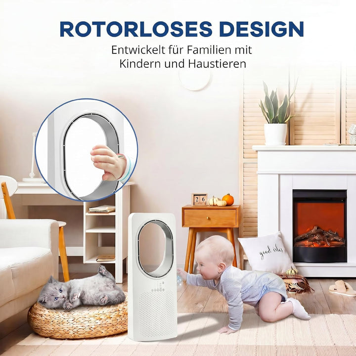 HOMCOM Bladeless Turmventilator für Schlafzimmer, 36 dB Standventilator mit 45° Oszillation, 3 Gesch