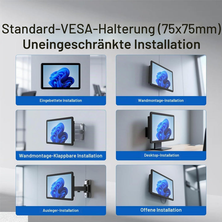 10,1-Zoll Industrie-Einbau-Panel-PC mit Windows 11, 10-Punkt-Touchscreen, Celeron N5100, 8 GB RAM, 1