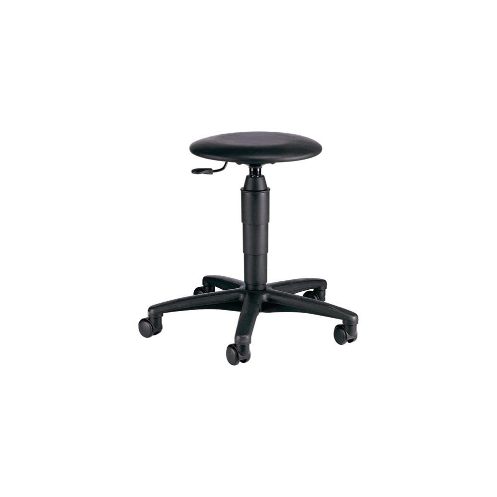 Drehhocker m.Rollen Kunstlederpolster schwarz Sitz -H.420-550mm TOPSTAR