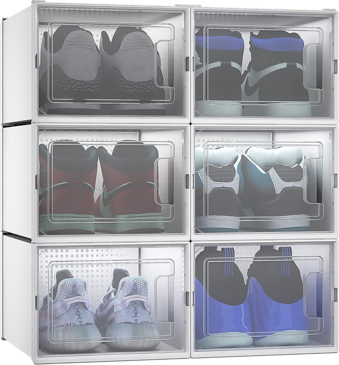 YITAHOME Schuhboxen, 6er Set, Schuhkarton stapelbar stabil, Aufbewahrungsboxen für Schuhe mit transp