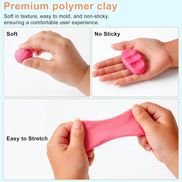 Polymer Clay Set,62 Colours DIY Modelling Clay Oven Baking Clay Kit,20 g/Block Soft Modeling Clay Ki