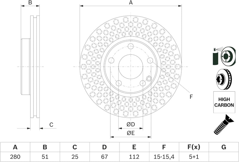 Bosch BD1687 Bremsscheiben - Vorderachse - ECE-R90 Zertifizierung - zwei Bremsscheiben pro Set