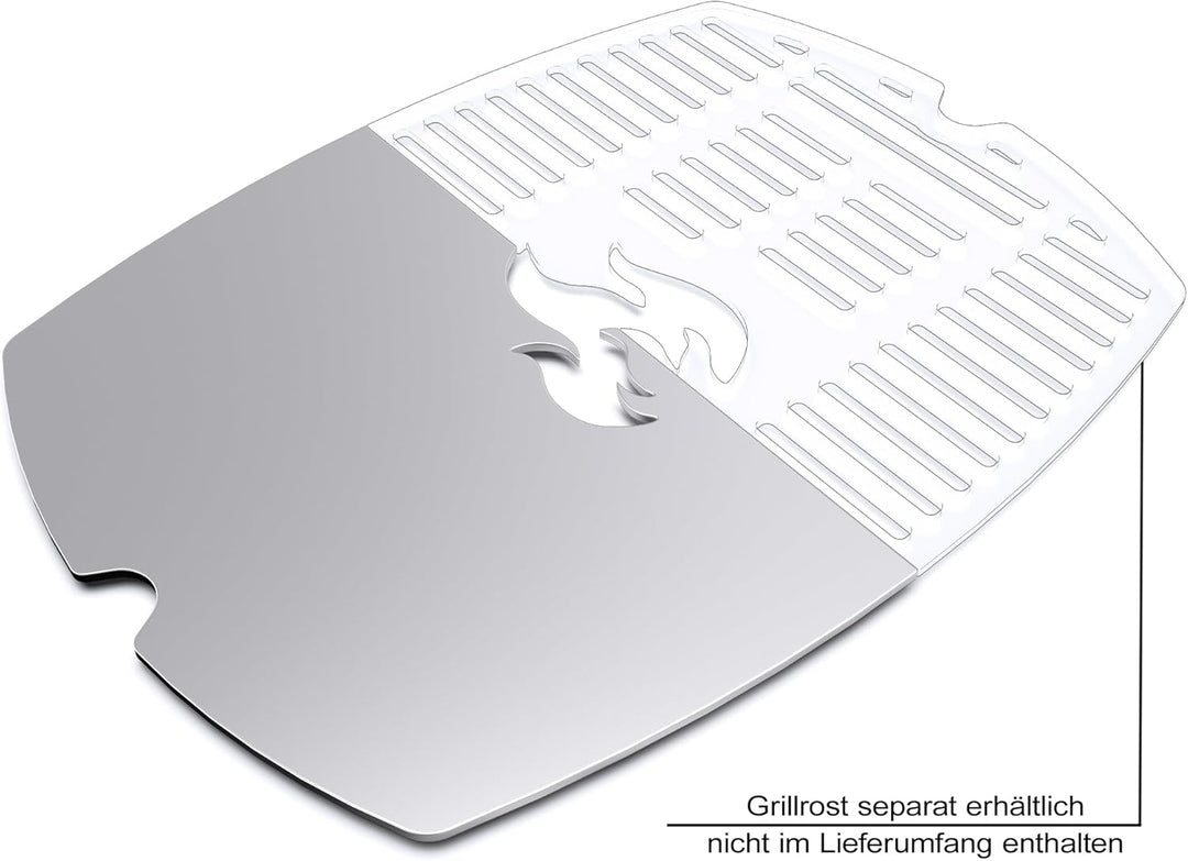 teileplus24 GRE-1-Q1P Grillplatte Plancha aus V2A Edelstahl kompatibel mit Weber Q100 | Q1120 | Q140