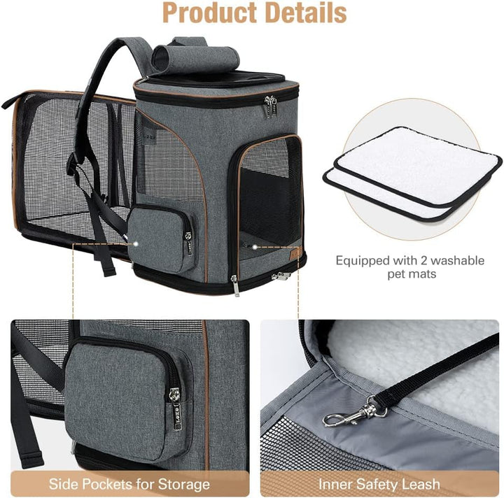 Lekesky Erweiterbar Katzen Rucksack Hunderucksack, Katzenrucksack Gross für für kleine Katzen und Hu