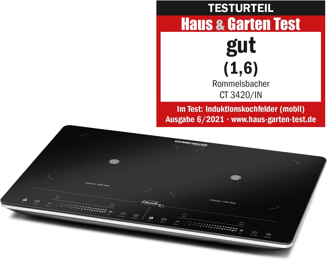 ROMMELSBACHER Elektronik Back & Grill Ofen BGE 1580/E - 30 Liter Backraum & Doppelkochplatte CT 3420