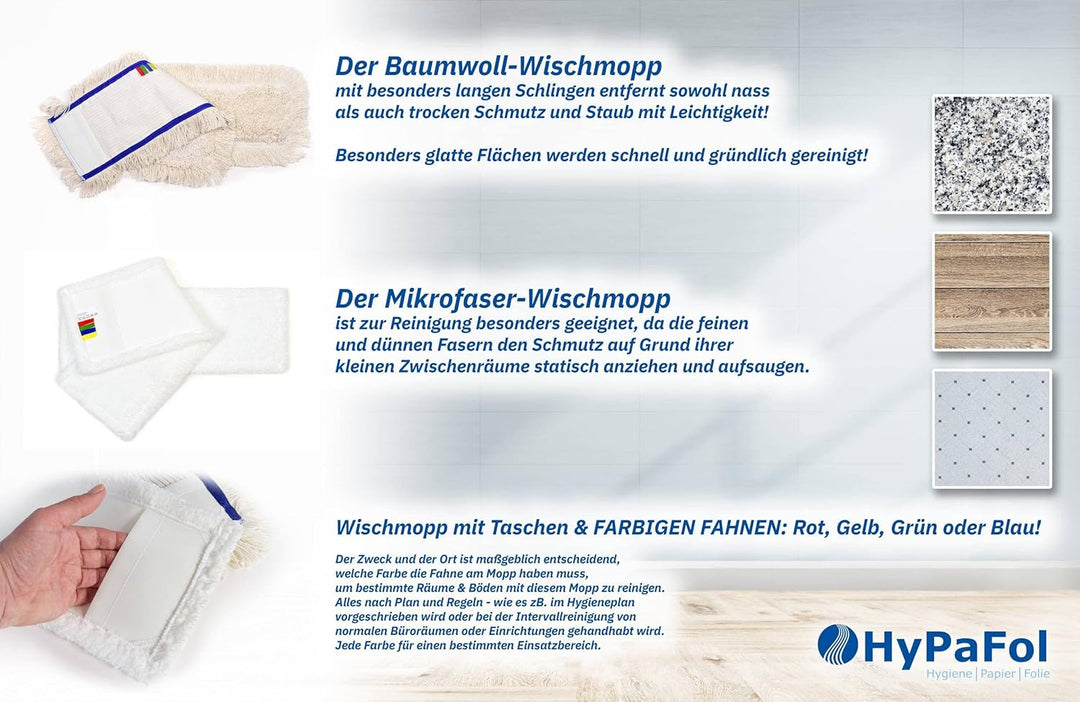 Profi Wischbezug aus Baumwolle | 50cm Breite | 10er-Pack | für alle Bodenarten und Bodenwischer | Er