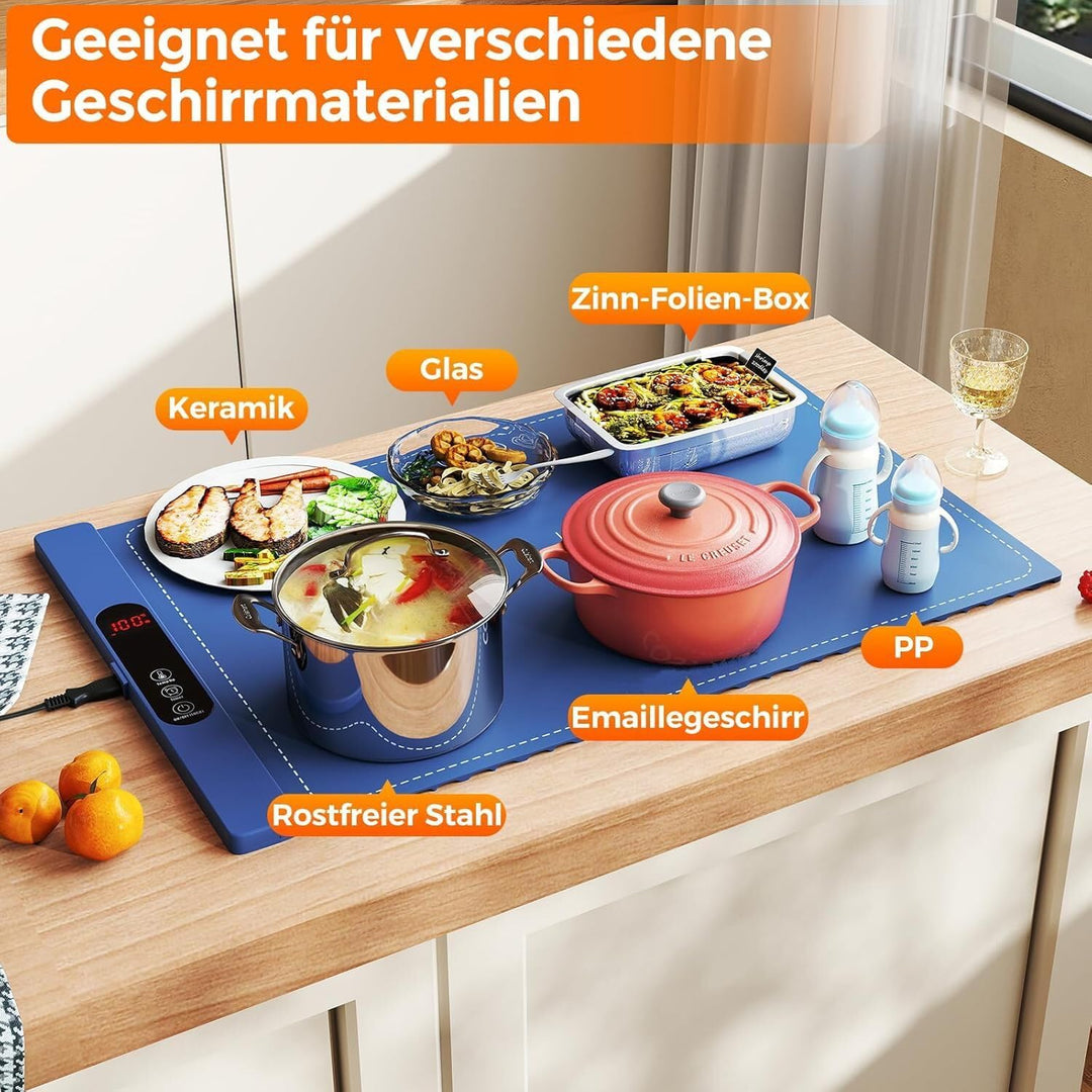 GOPLUS Warmhalteplatte elektrisch, Speisewärmer Silikon für Lebensmittel, Tragbare Wärmematte mit au